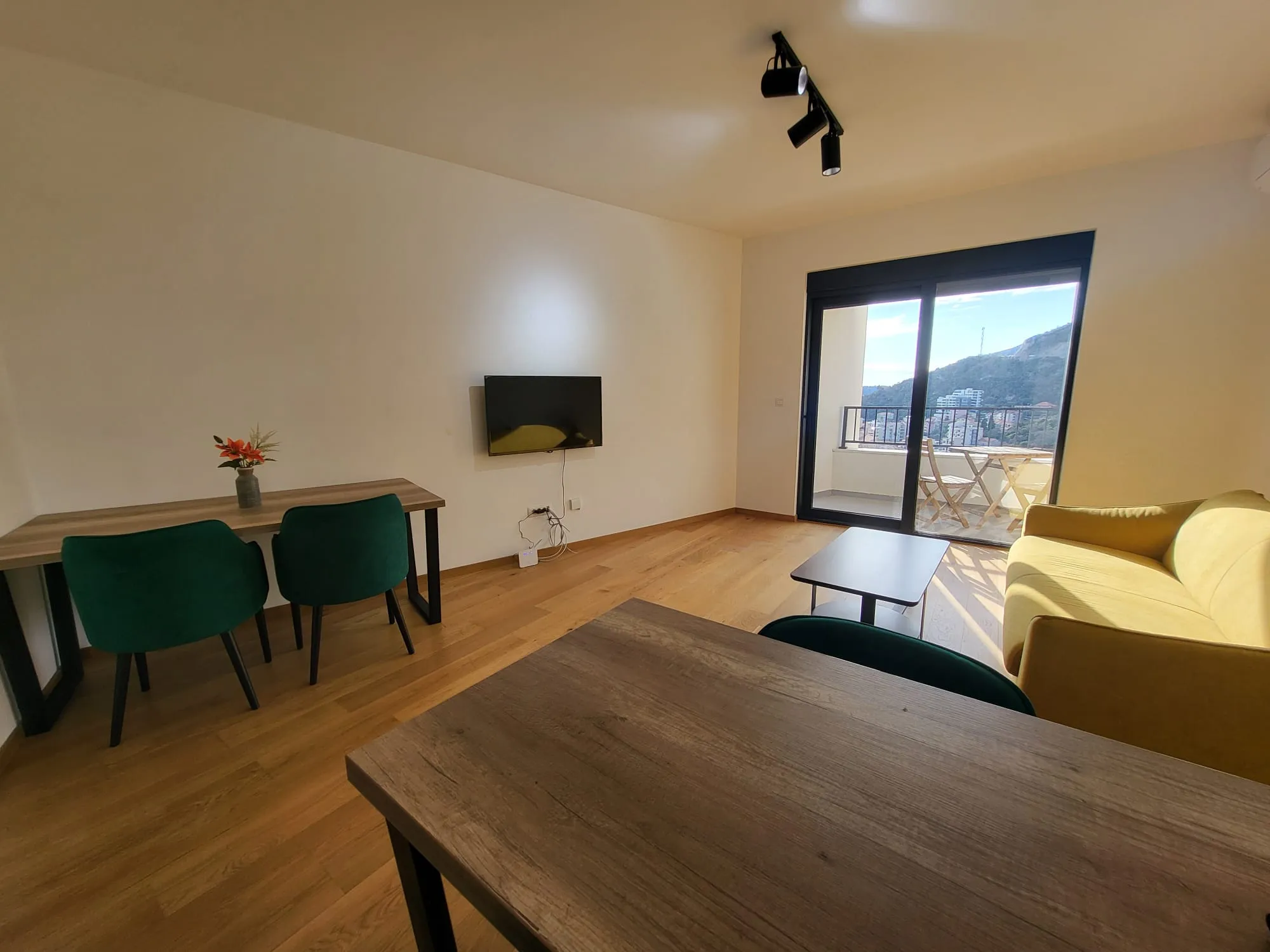 Furnished one bedroom apartment with a sea view and garage space in a new building